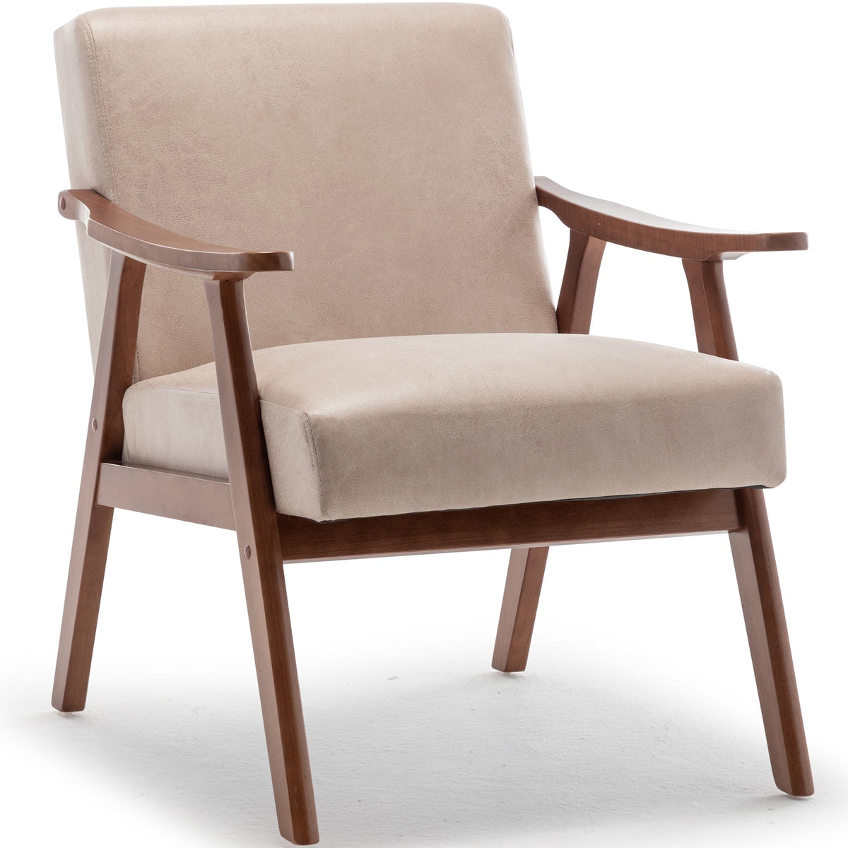 THE FURNITURE CO. Accent Chair Mid-Century Modern Accent Chair With Extra-Thick Backrest &amp; Solid Wood Frame