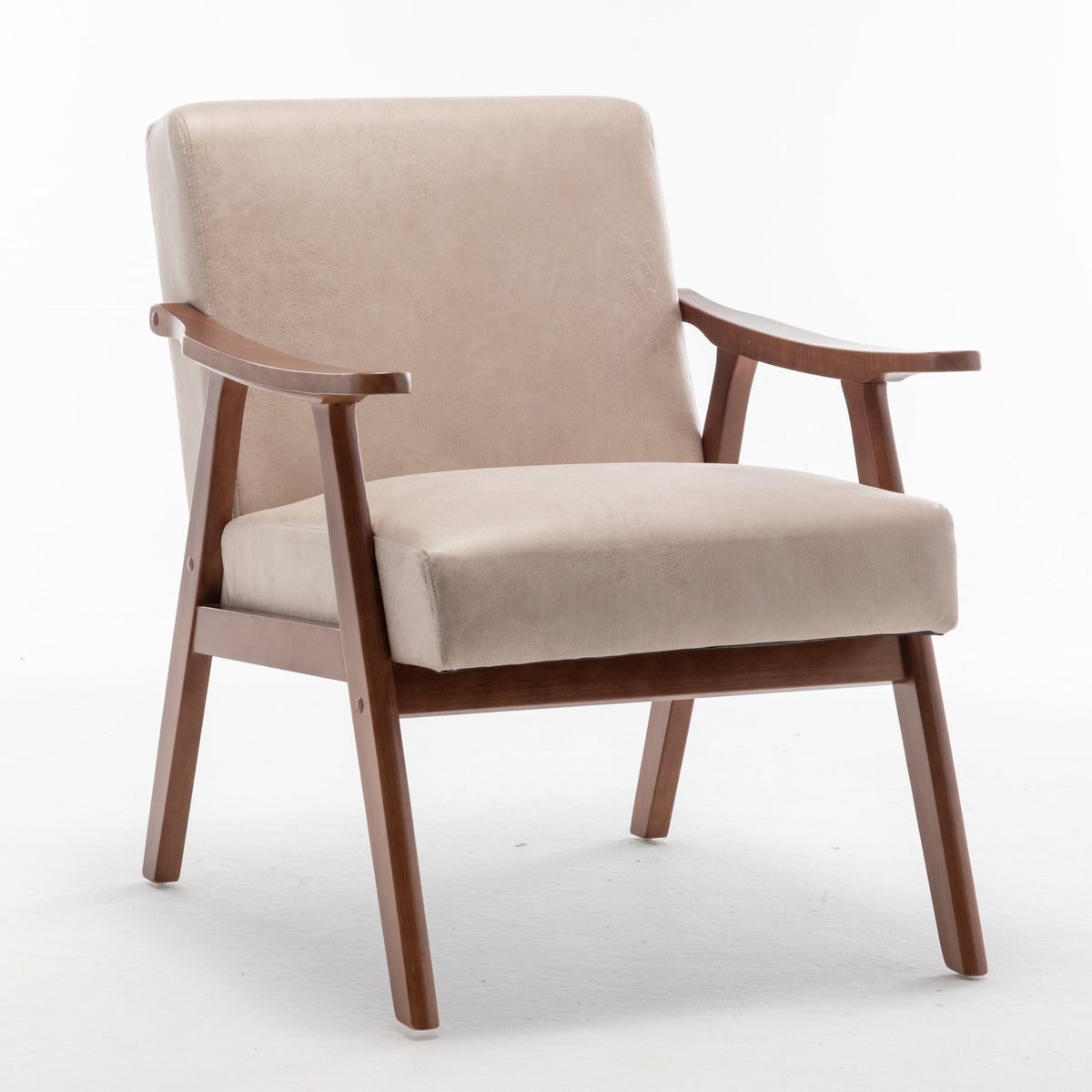 THE FURNITURE CO. Accent Chair Mid-Century Modern Accent Chair With Extra-Thick Backrest &amp; Solid Wood Frame