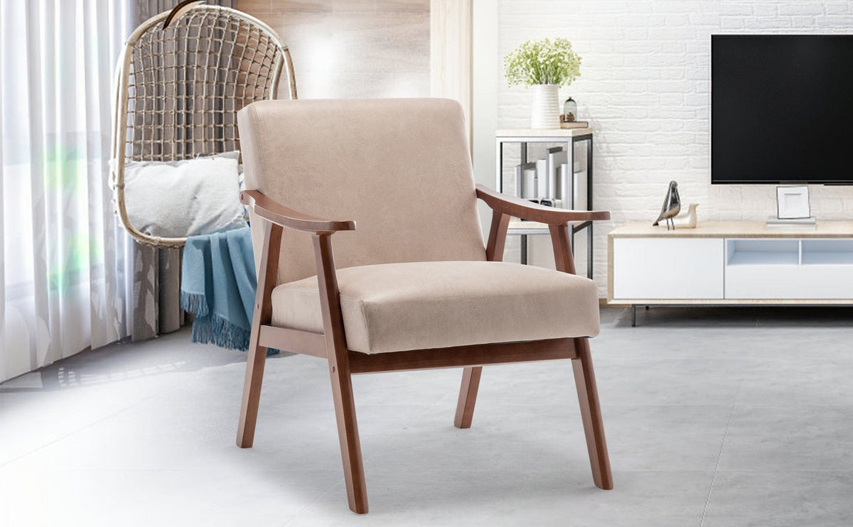 THE FURNITURE CO. Accent Chair Mid-Century Modern Accent Chair With Extra-Thick Backrest &amp; Solid Wood Frame