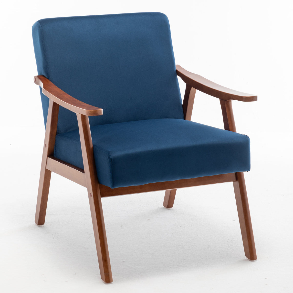 THE FURNITURE CO. Accent Chair Mid-Century Modern Accent Chair With Solid Wood Frame &amp; Extra-Thick Backrest