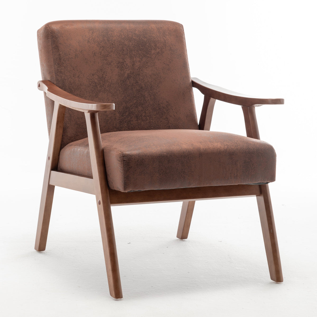 THE FURNITURE CO. Accent Chair Mid-Century Modern Accent Chair With Solid Wood Frame & Extra-Thick Backrest