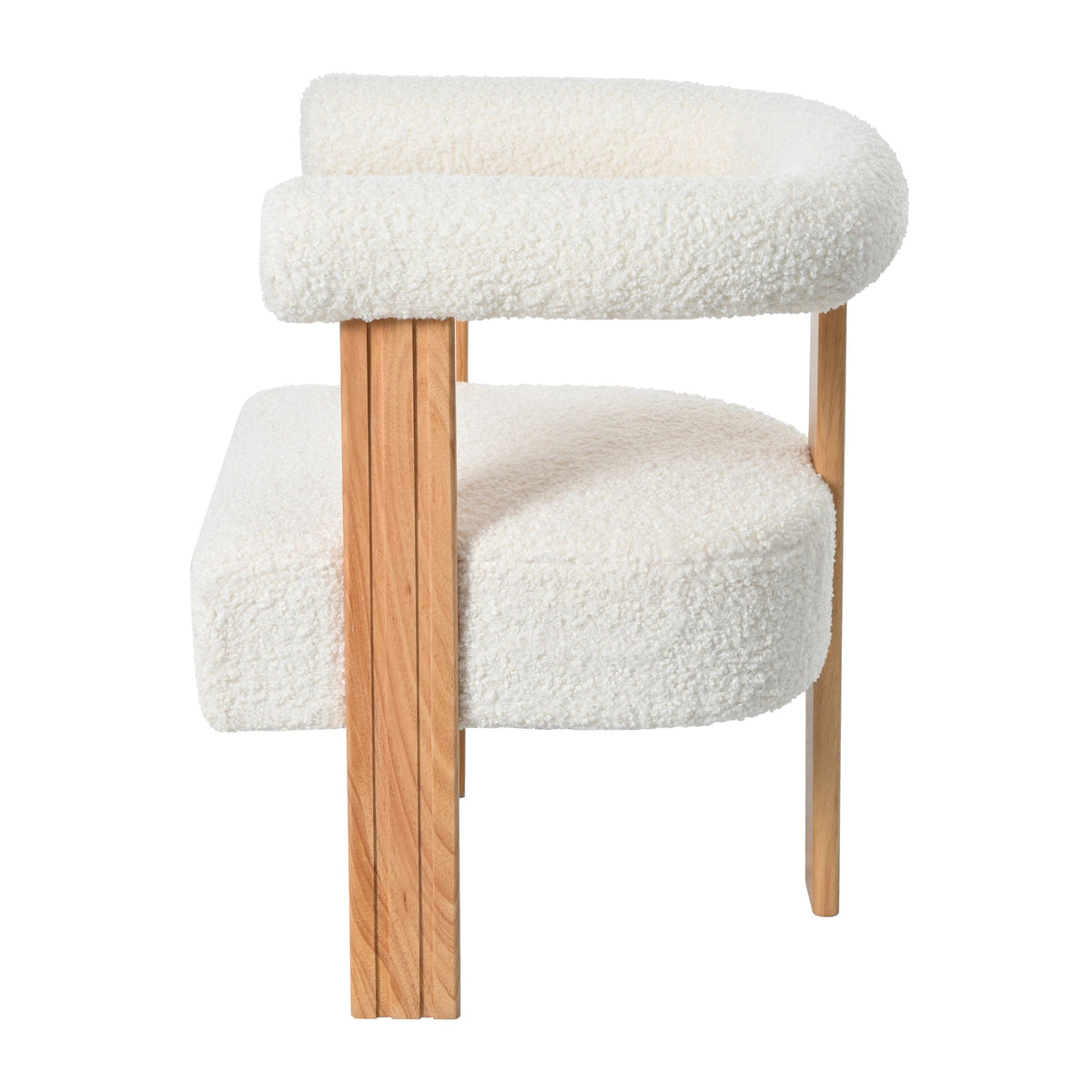 THE FURNITURE CO. Accent Chair Mid-Century Modern Barrel Accent Chair In White Teddy