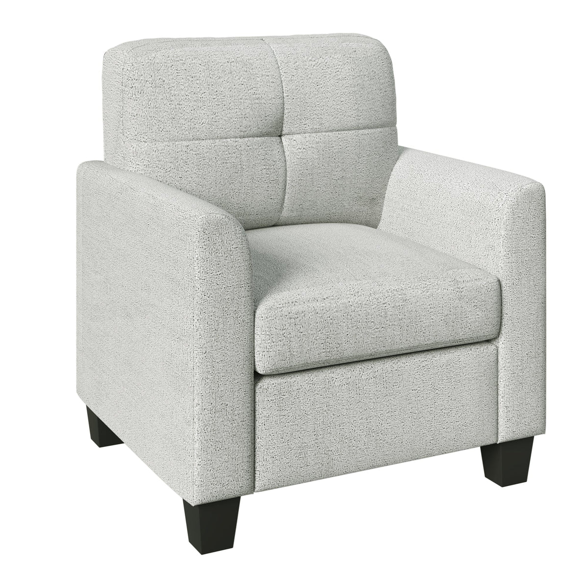 THE FURNITURE CO. Accent Chair Mid Century Modern  Beige Accent Chair With Tufted Back and Wood Legs