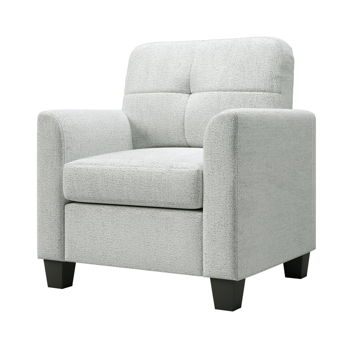 THE FURNITURE CO. Accent Chair Mid Century Modern  Beige Accent Chair With Tufted Back and Wood Legs