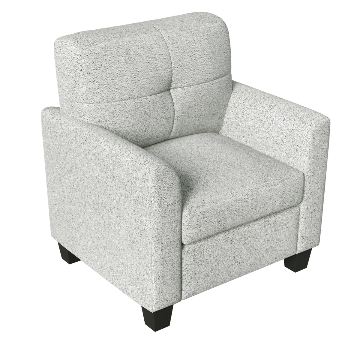 THE FURNITURE CO. Accent Chair Mid Century Modern  Beige Accent Chair With Tufted Back and Wood Legs