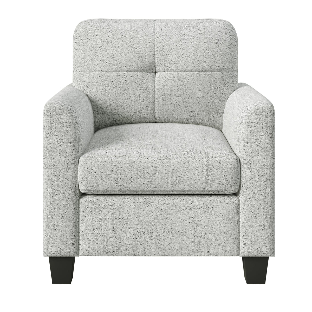 THE FURNITURE CO. Accent Chair Mid Century Modern  Beige Accent Chair With Tufted Back and Wood Legs