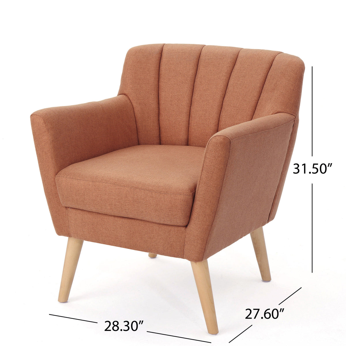 THE FURNITURE CO. Accent Chair Mid-Century Modern Fabric Club Chair In Neutral Orange