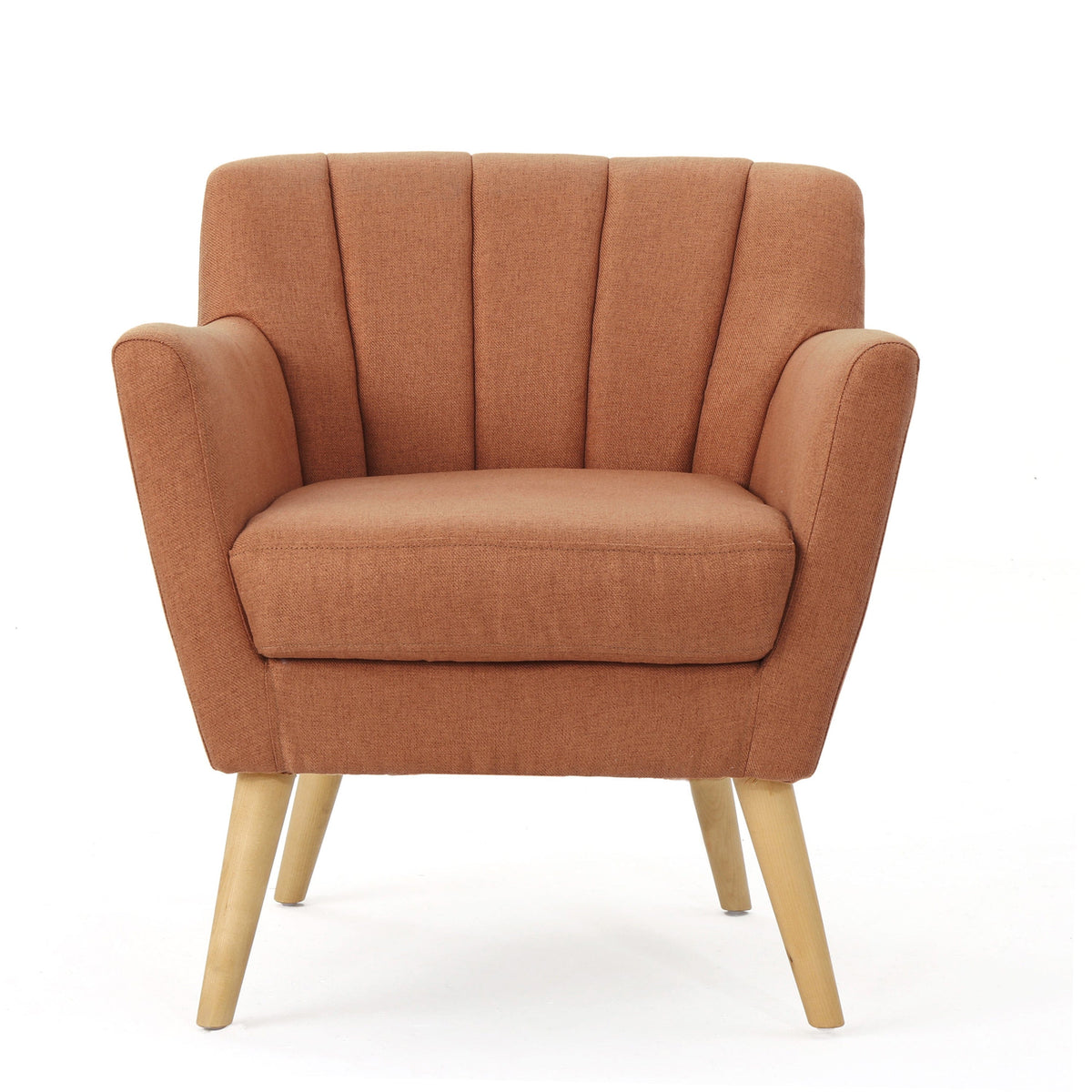 THE FURNITURE CO. Accent Chair Mid-Century Modern Fabric Club Chair In Neutral Orange