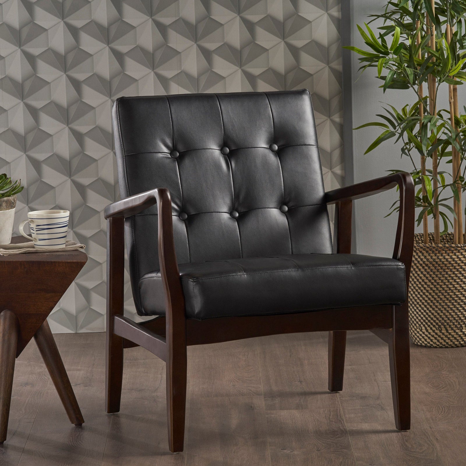 THE FURNITURE CO. Accent Chair Mid Century Modern Faux Leather Club Chair