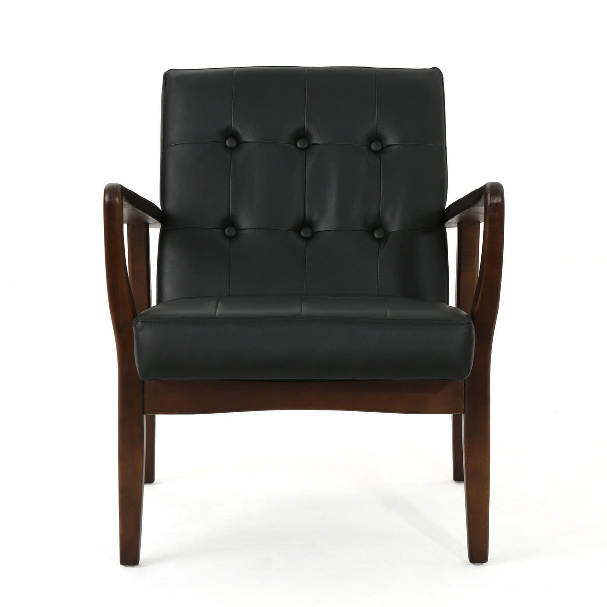 THE FURNITURE CO. Accent Chair Mid Century Modern Faux Leather Club Chair