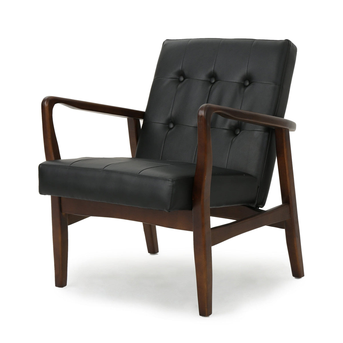 THE FURNITURE CO. Accent Chair Mid Century Modern Faux Leather Club Chair