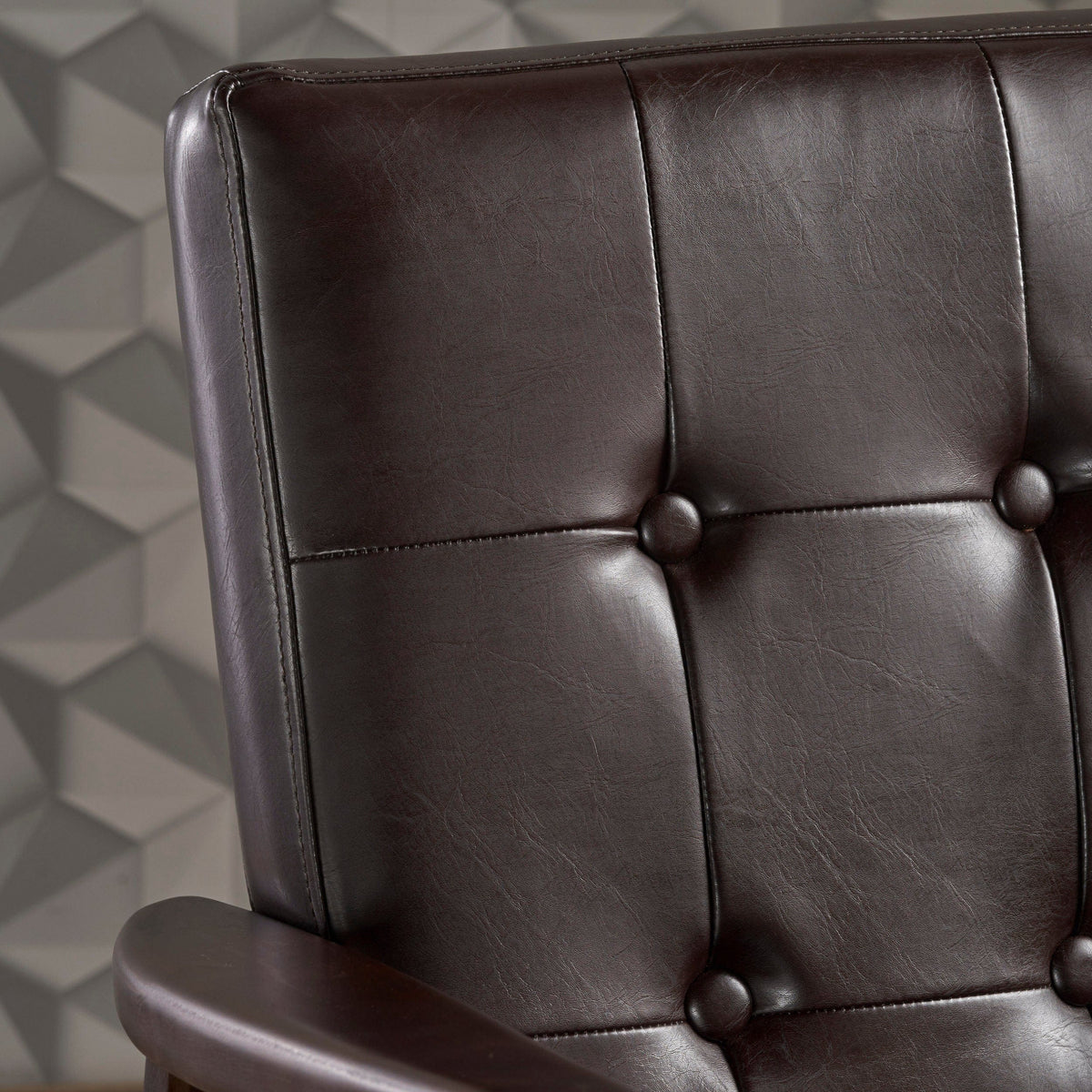THE FURNITURE CO. Accent Chair Mid Century Modern Faux Leather Club Chair