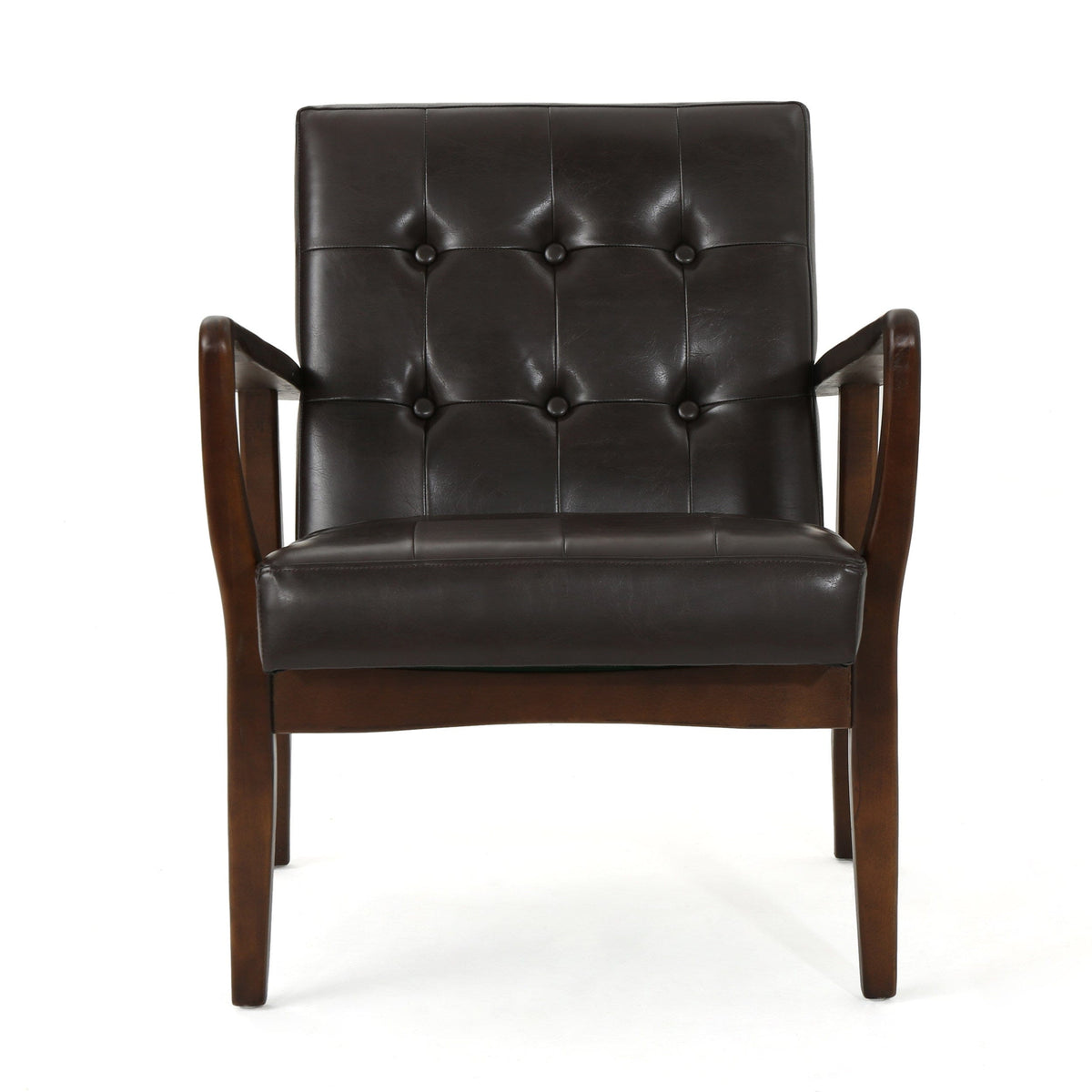 THE FURNITURE CO. Accent Chair Mid Century Modern Faux Leather Club Chair