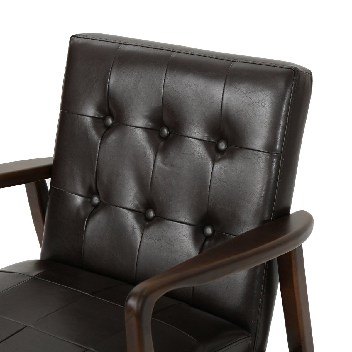 THE FURNITURE CO. Accent Chair Mid Century Modern Faux Leather Club Chair