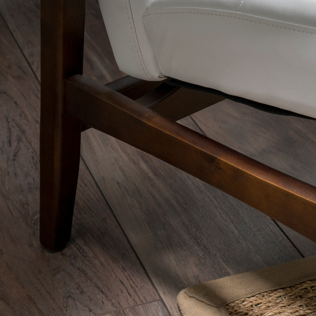 THE FURNITURE CO. Accent Chair Mid Century Modern Faux Leather Club Chair With Birch Wood Frame