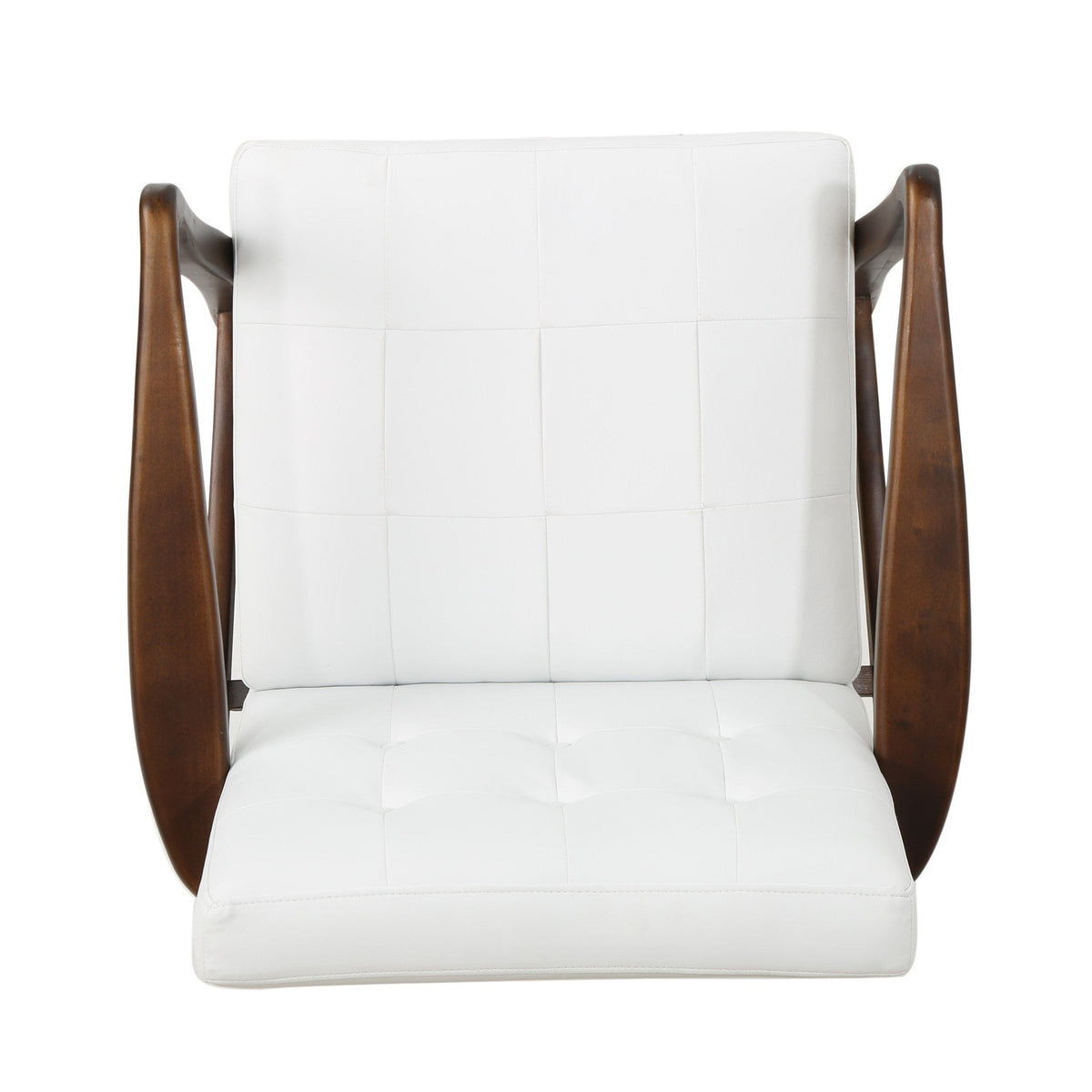 THE FURNITURE CO. Accent Chair Mid Century Modern Faux Leather Club Chair With Birch Wood Frame