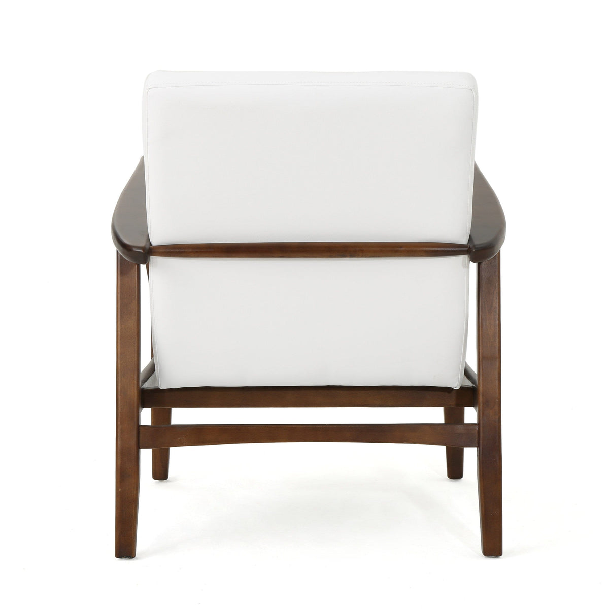 THE FURNITURE CO. Accent Chair Mid Century Modern Faux Leather Club Chair With Birch Wood Frame