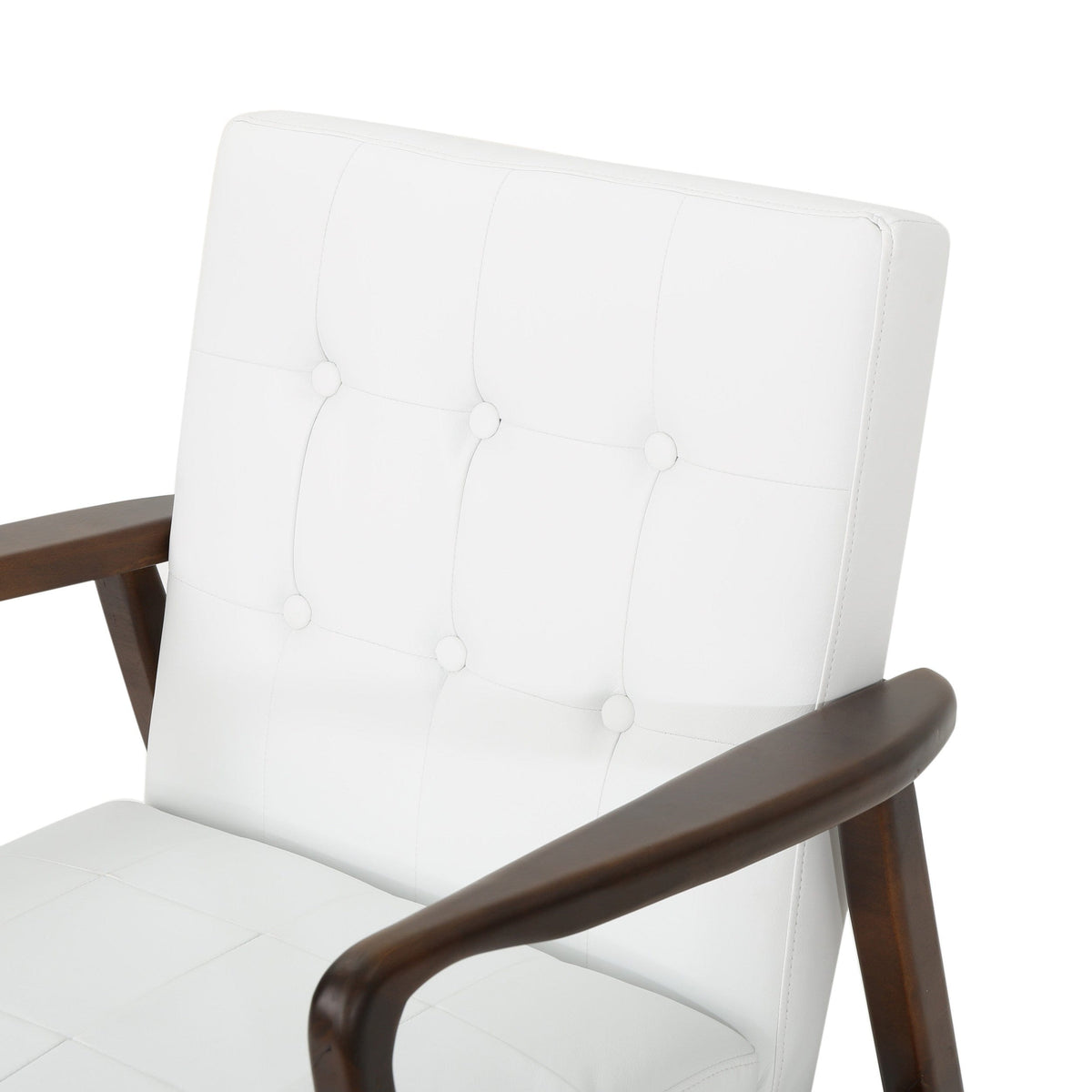 THE FURNITURE CO. Accent Chair Mid Century Modern Faux Leather Club Chair With Birch Wood Frame