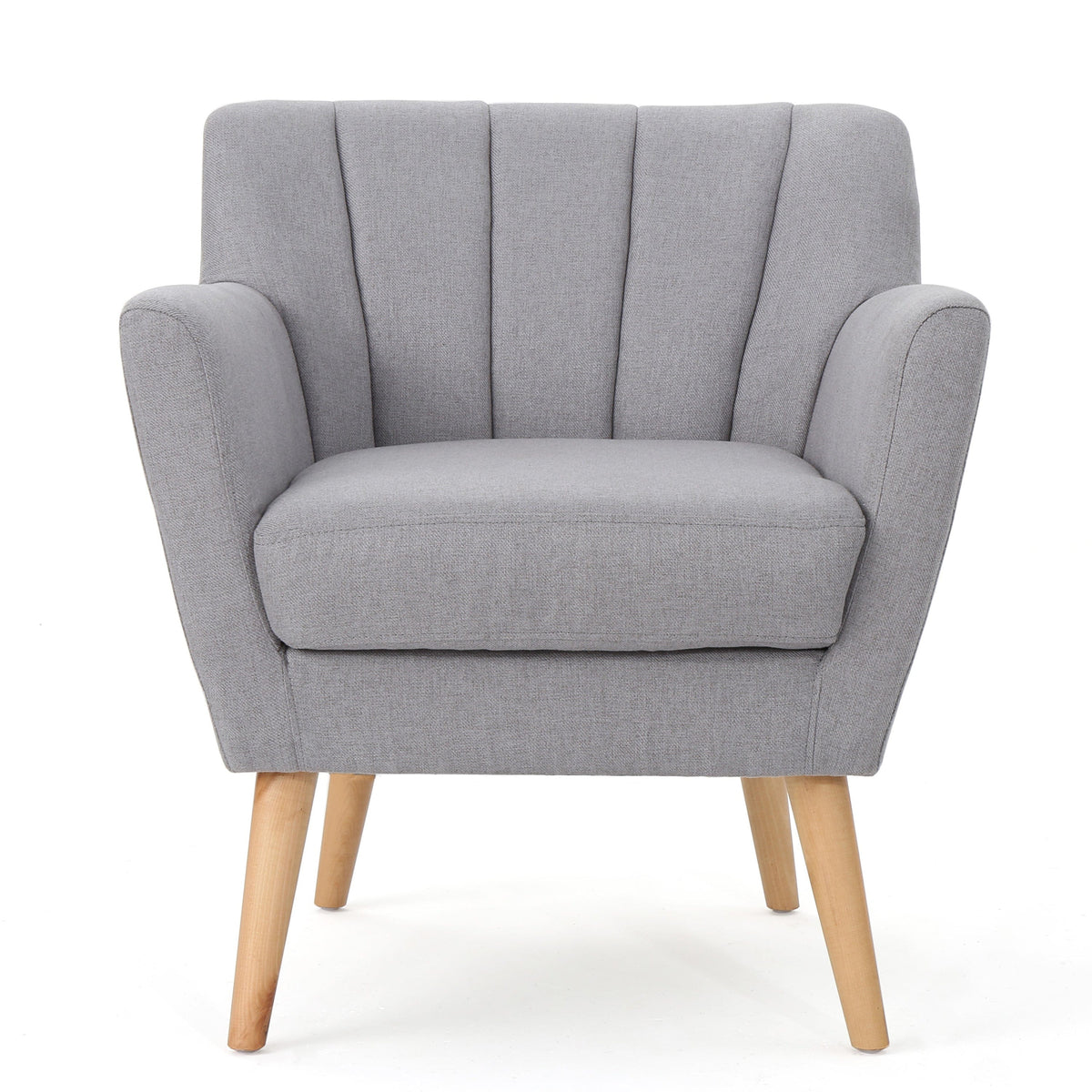 THE FURNITURE CO. Accent Chair Mid-Century Modern Light Grey Fabric Club Chair