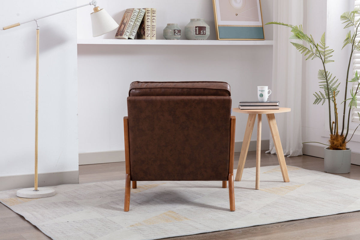 THE FURNITURE CO. Accent Chair Mid-Century Modern Lounge Armchair with Solid Wood Frame in Brown