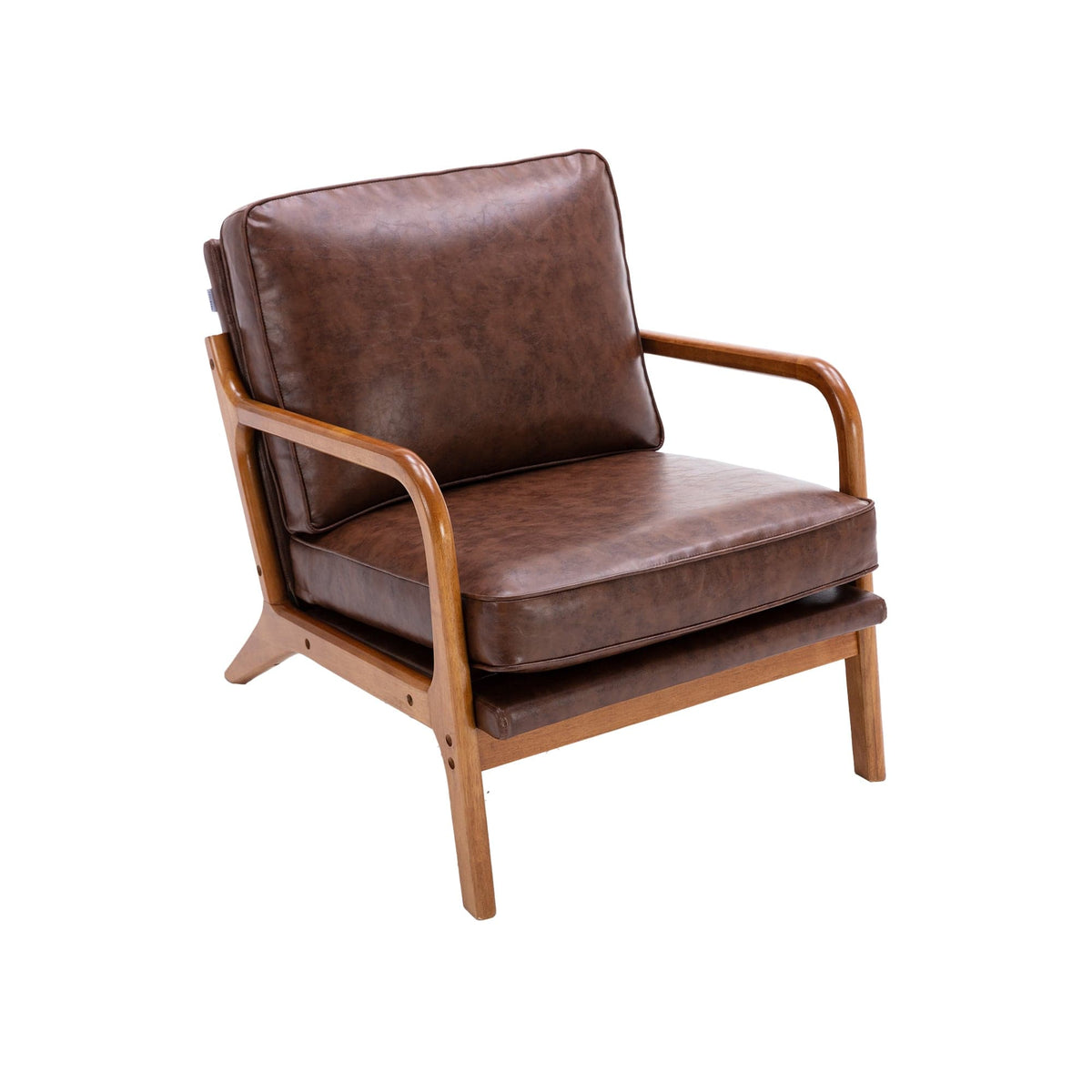 THE FURNITURE CO. Accent Chair Mid-Century Modern Lounge Armchair with Solid Wood Frame in Brown