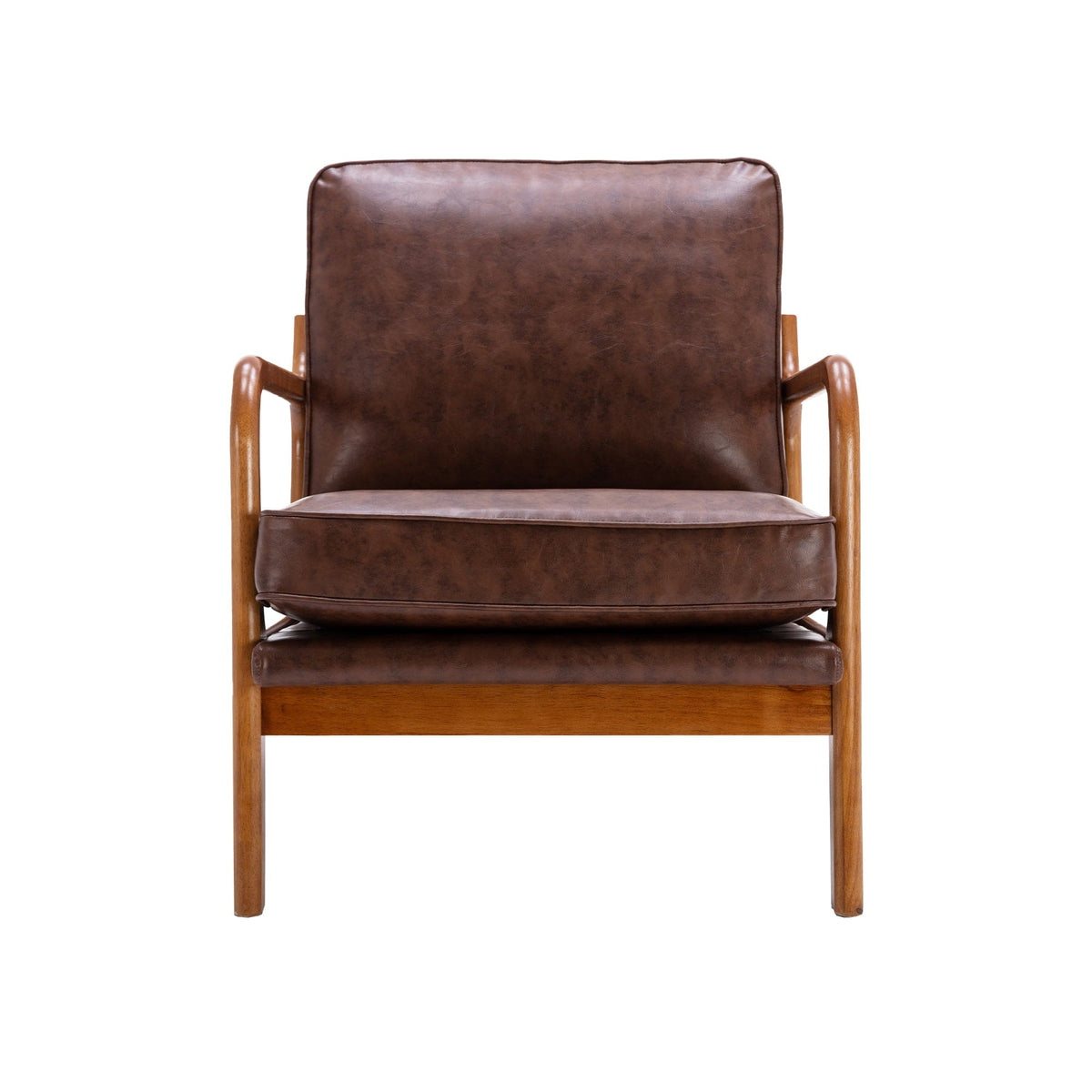 THE FURNITURE CO. Accent Chair Mid-Century Modern Lounge Armchair with Solid Wood Frame in Brown