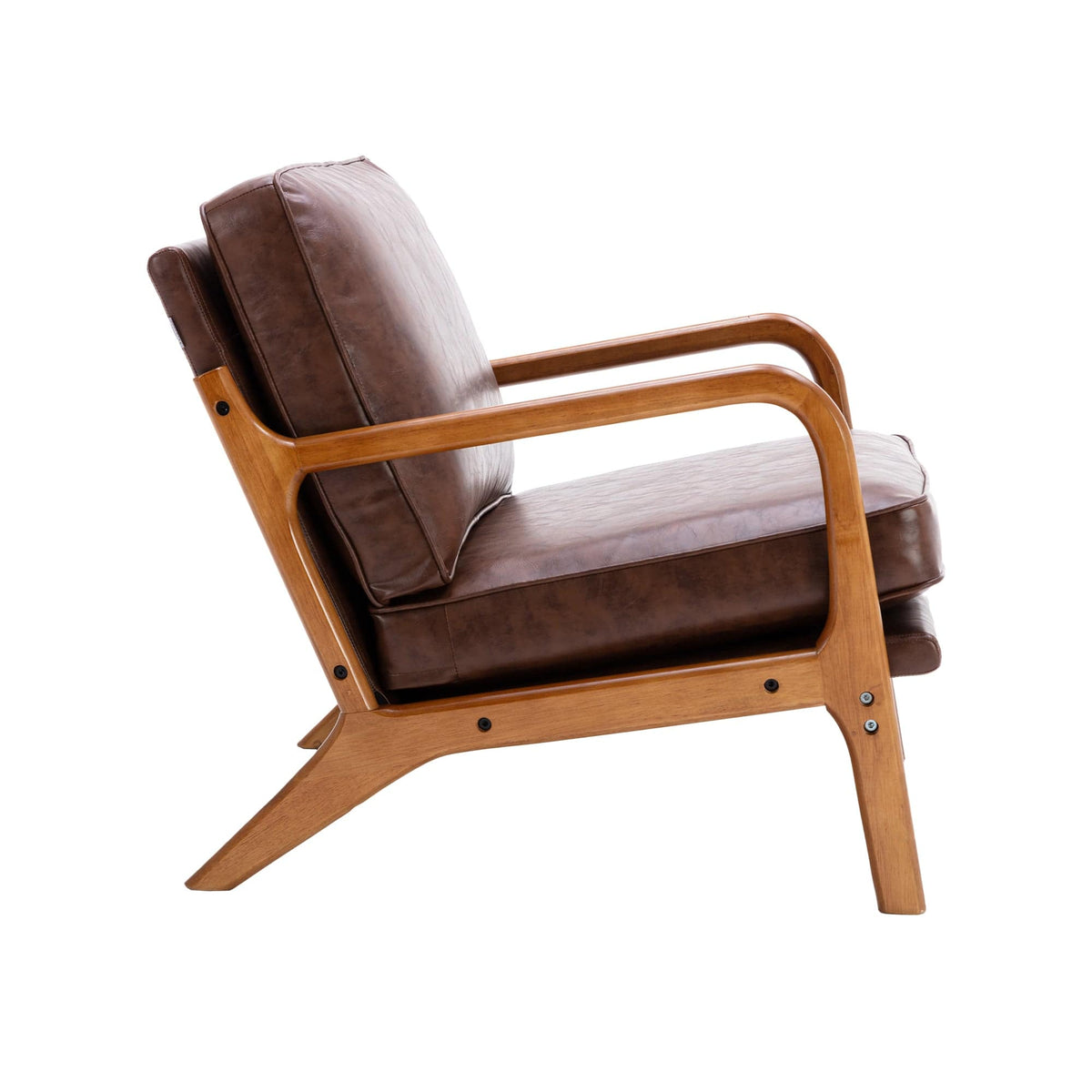 THE FURNITURE CO. Accent Chair Mid-Century Modern Lounge Armchair with Solid Wood Frame in Brown