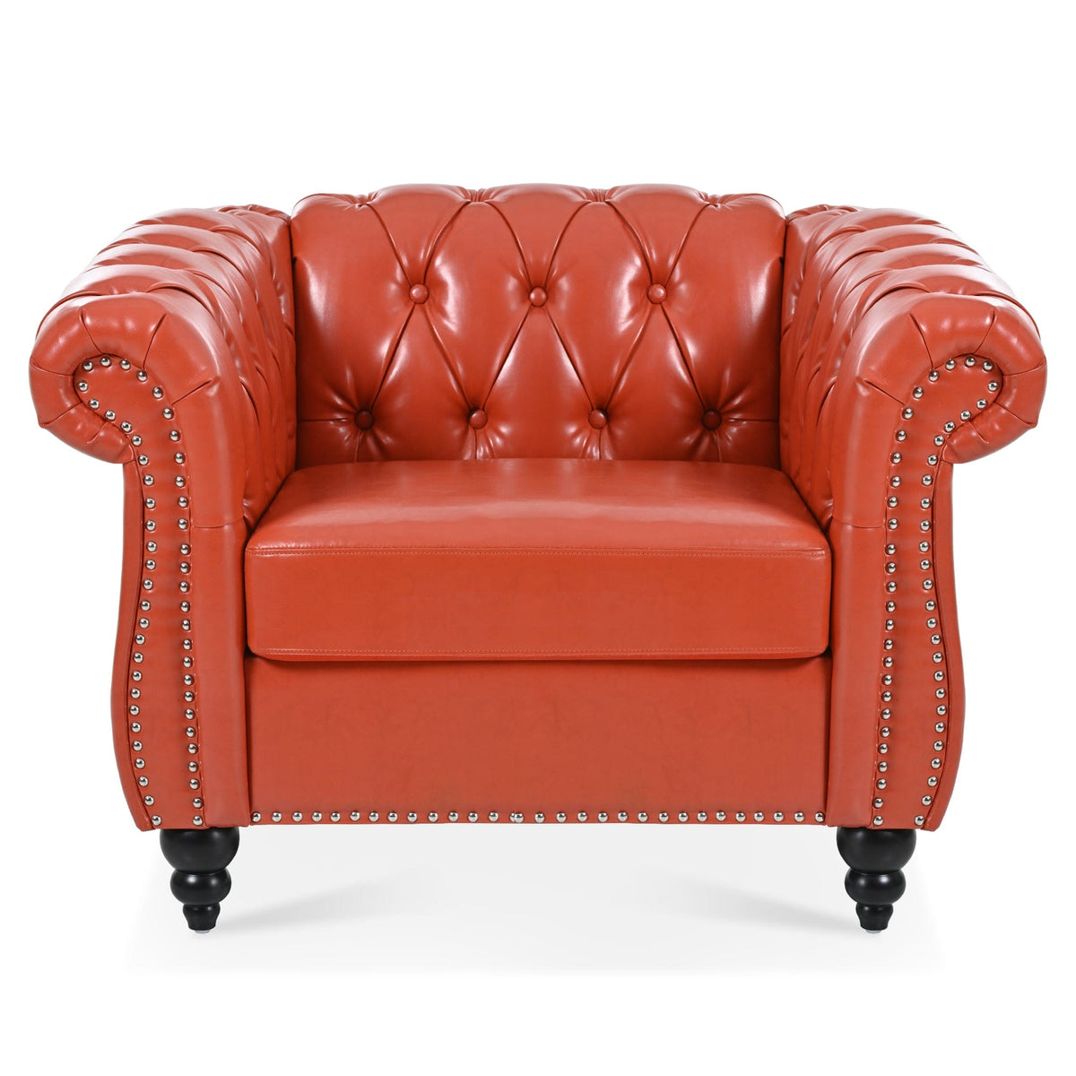 THE FURNITURE CO. Accent Chair Mid-Century Modern Orange Faux One Seater Sofa