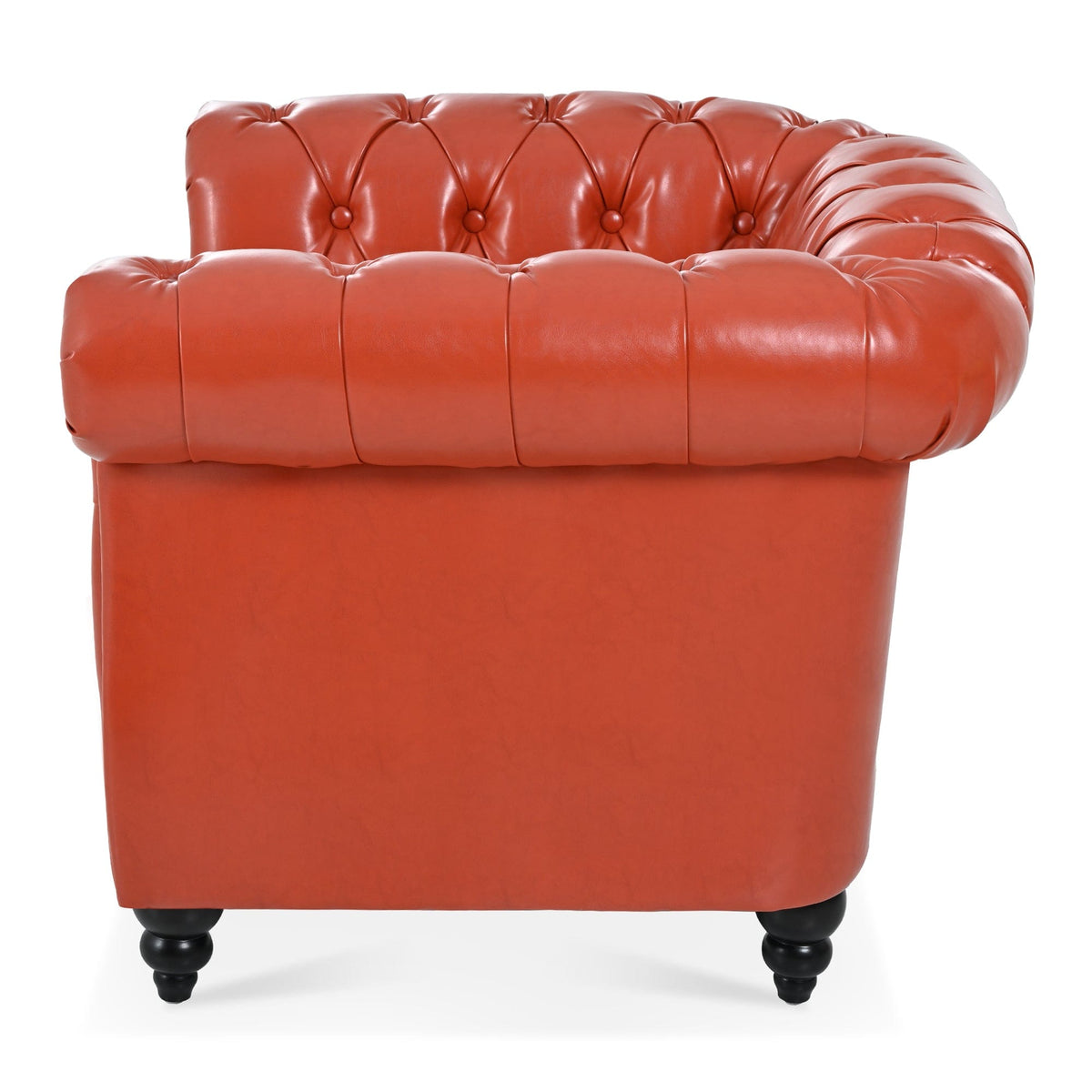 THE FURNITURE CO. Accent Chair Mid-Century Modern Orange Faux One Seater Sofa