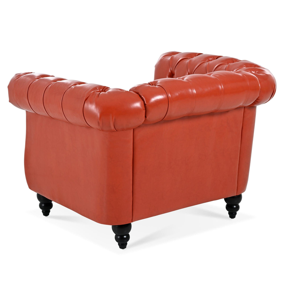 THE FURNITURE CO. Accent Chair Mid-Century Modern Orange Faux One Seater Sofa