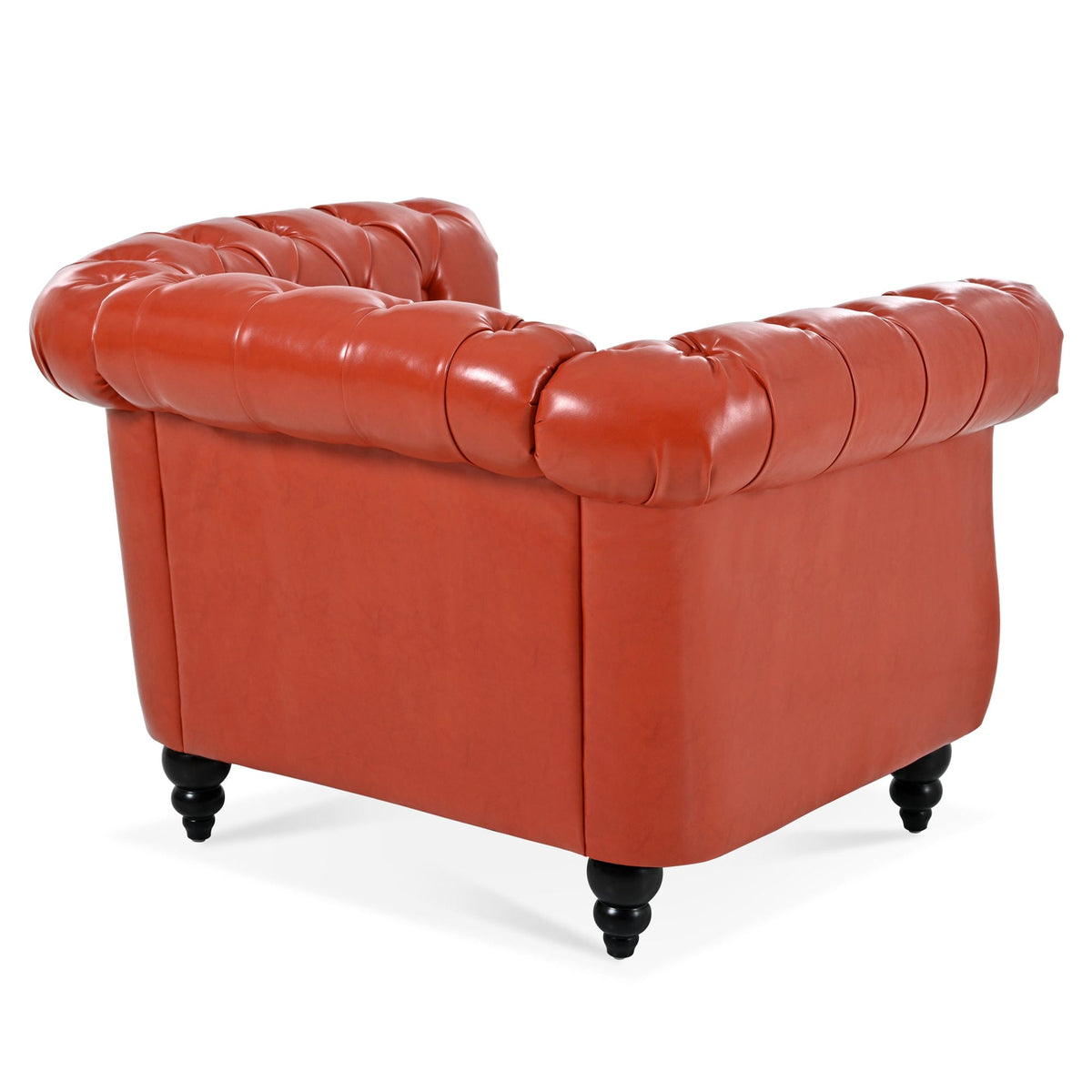 THE FURNITURE CO. Accent Chair Mid-Century Modern Orange Faux One Seater Sofa