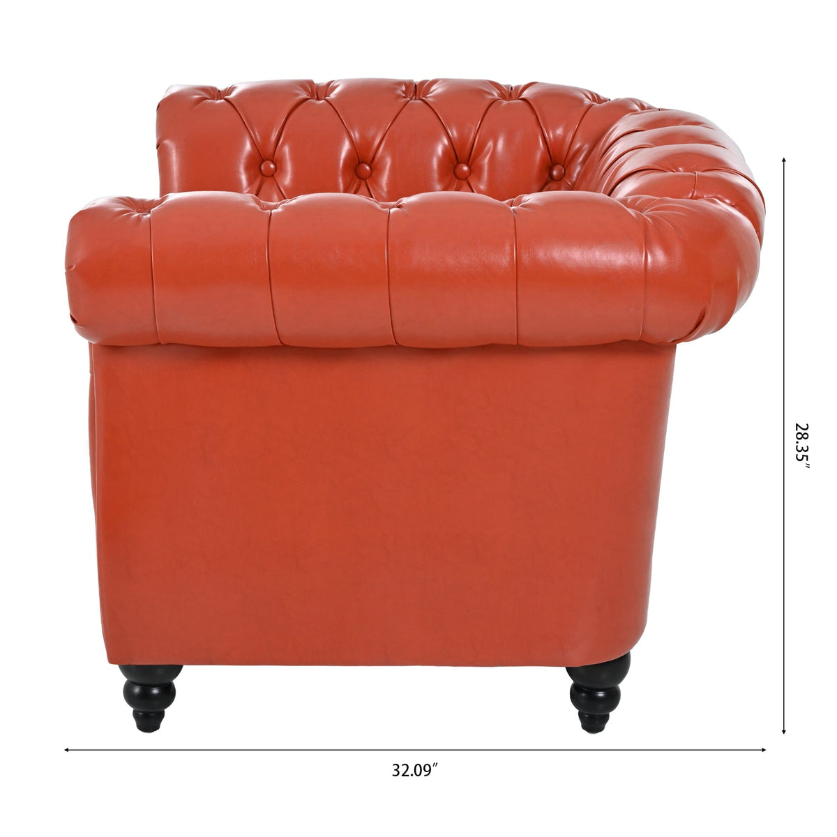 THE FURNITURE CO. Accent Chair Mid-Century Modern Orange Faux One Seater Sofa