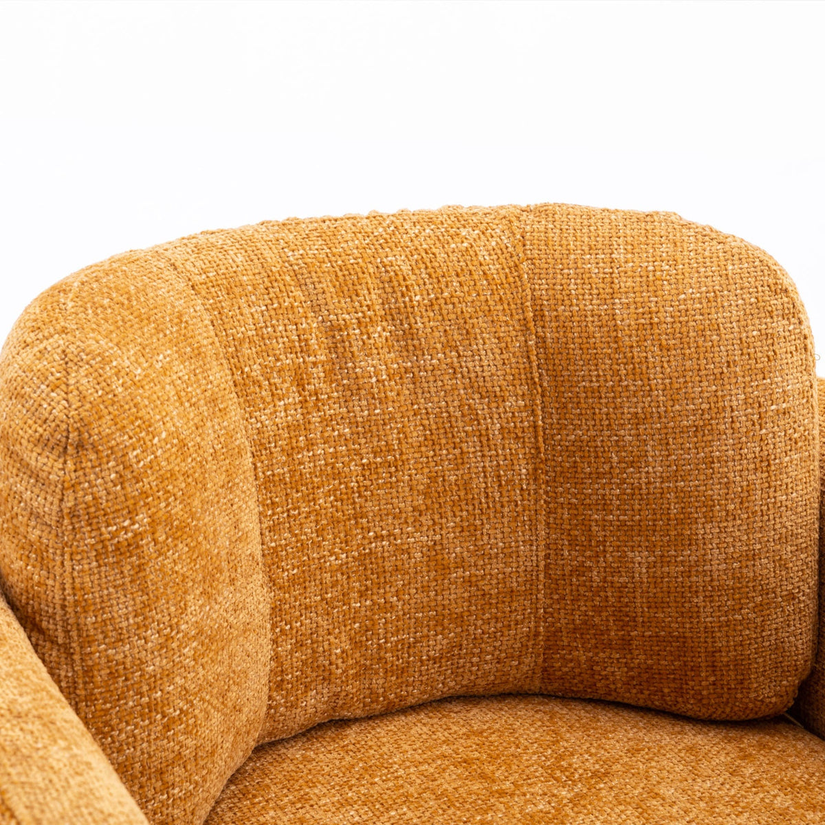 THE FURNITURE CO. Accent Chair Mid Century Modern Pumpkin Orange Upholstered Barrel Chair