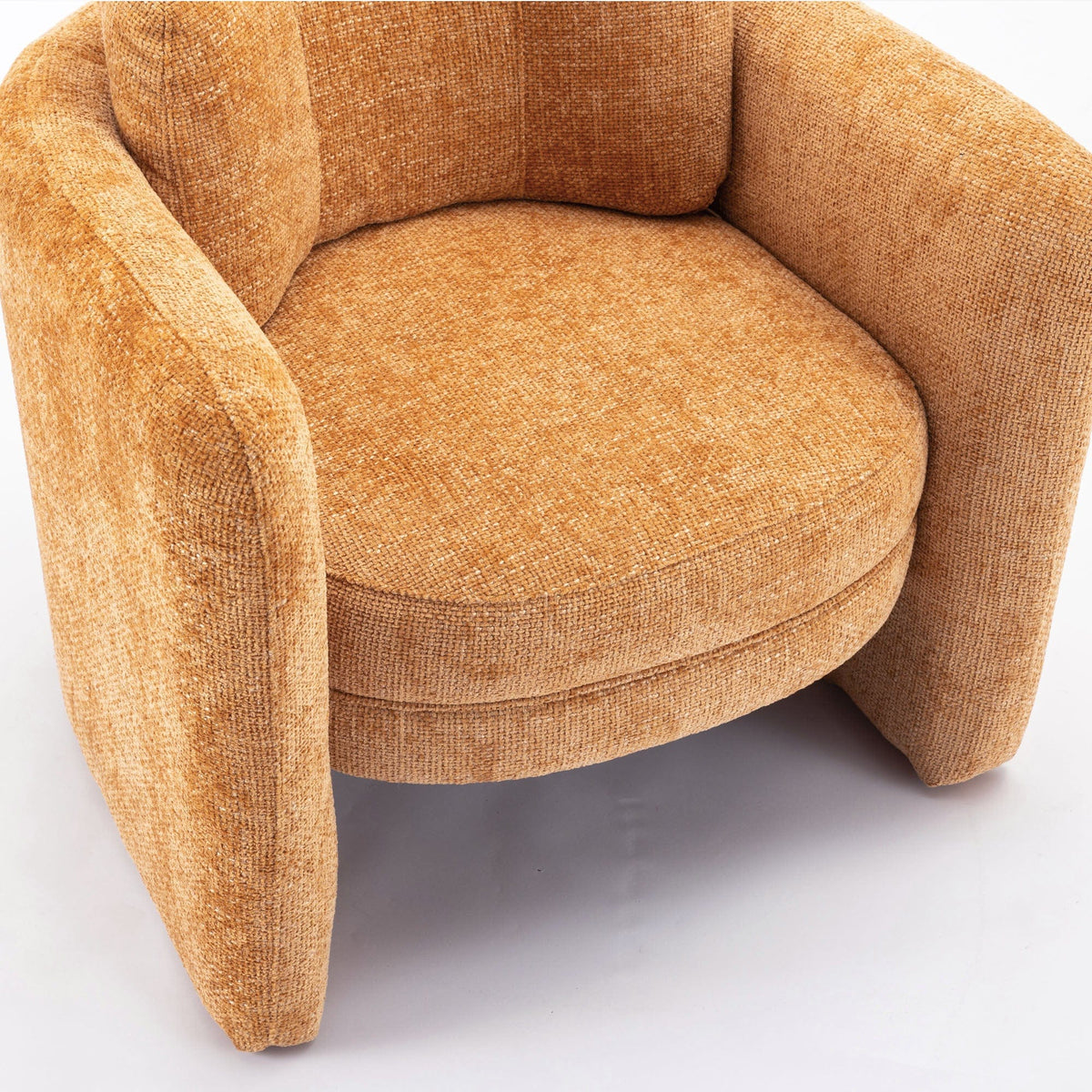 THE FURNITURE CO. Accent Chair Mid Century Modern Pumpkin Orange Upholstered Barrel Chair