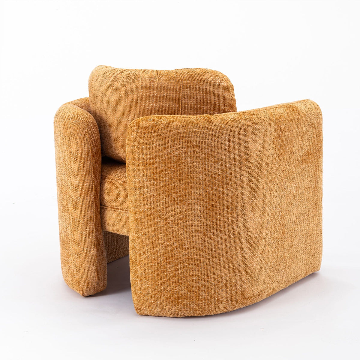 THE FURNITURE CO. Accent Chair Mid Century Modern Pumpkin Orange Upholstered Barrel Chair