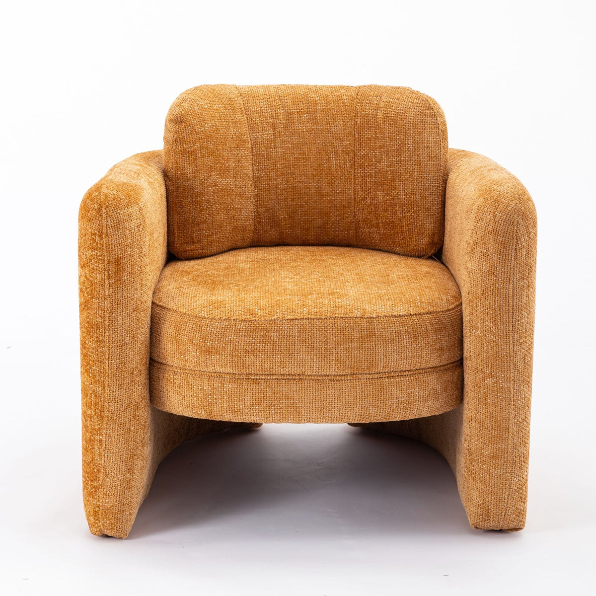 THE FURNITURE CO. Accent Chair Mid Century Modern Pumpkin Orange Upholstered Barrel Chair