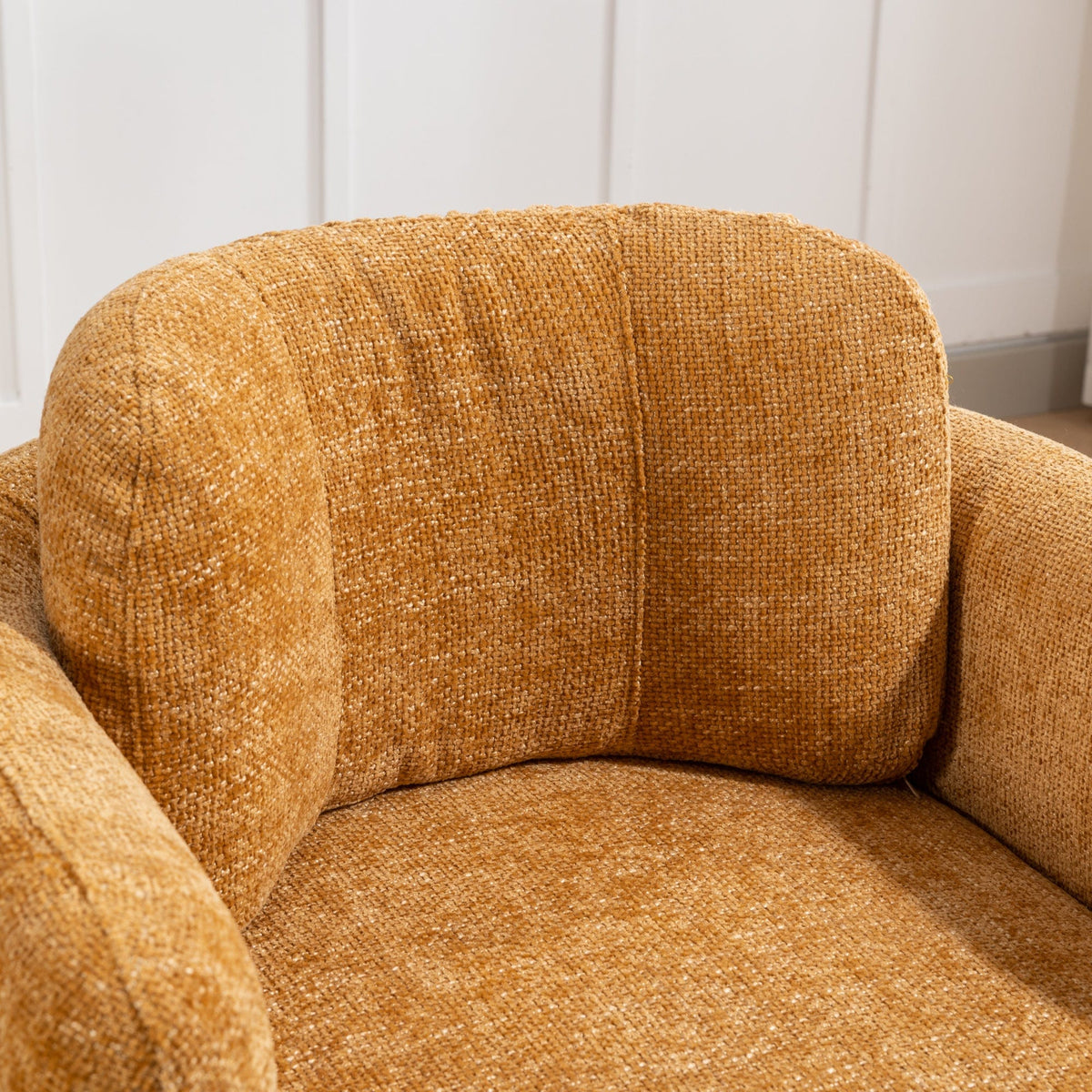 THE FURNITURE CO. Accent Chair Mid Century Modern Pumpkin Orange Upholstered Barrel Chair