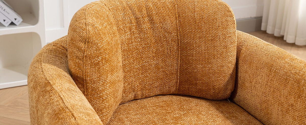 THE FURNITURE CO. Accent Chair Mid Century Modern Pumpkin Orange Upholstered Barrel Chair