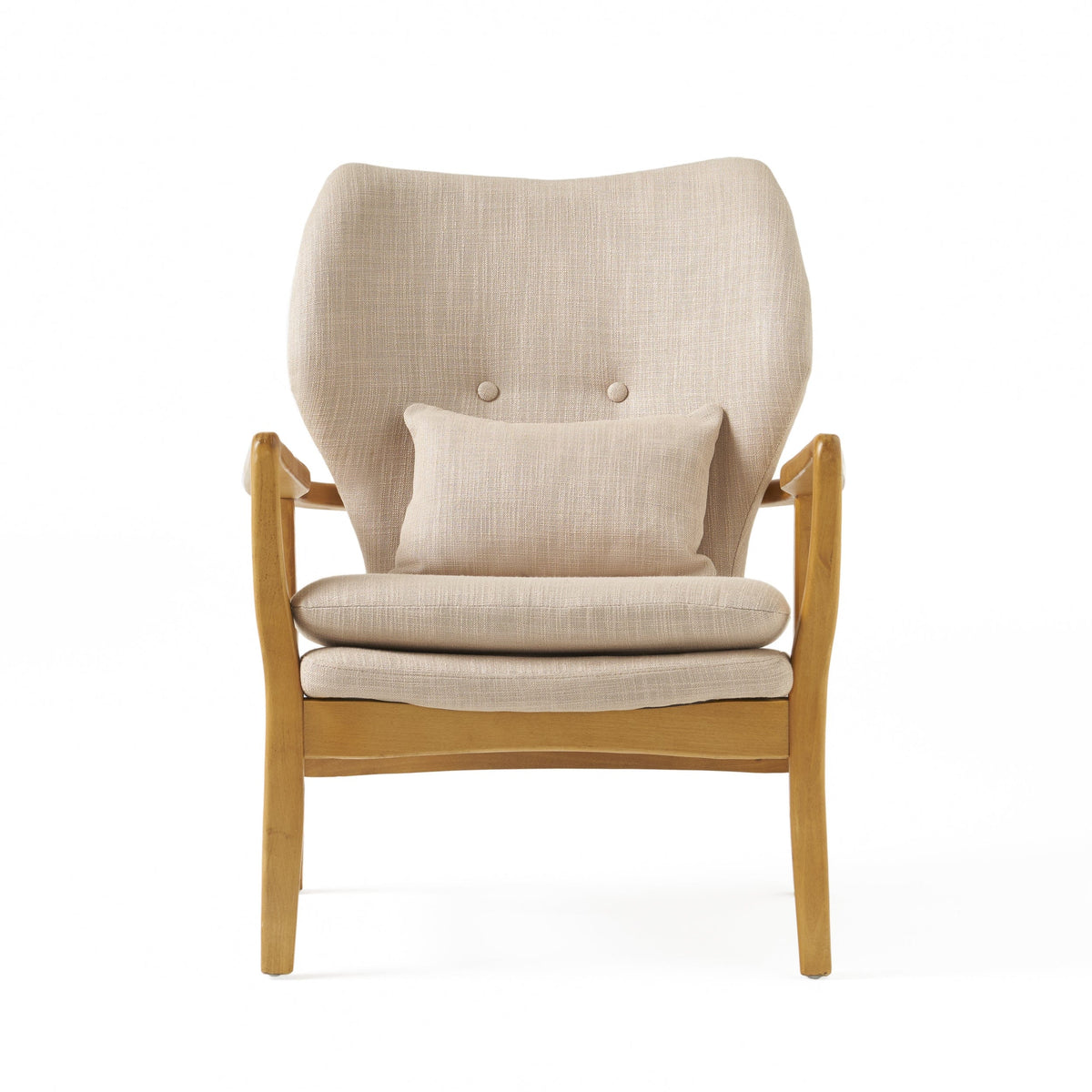 THE FURNITURE CO. Accent Chair Mid-Century Modern Upholstered Armchair With Birch Wood Legs