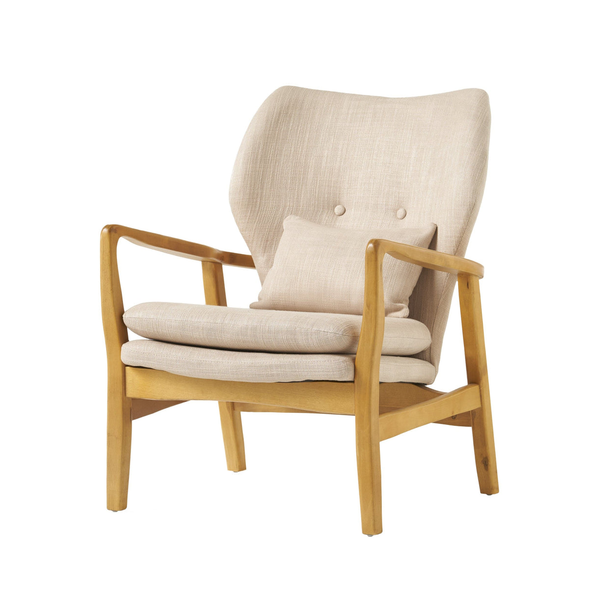 THE FURNITURE CO. Accent Chair Mid-Century Modern Upholstered Armchair With Birch Wood Legs