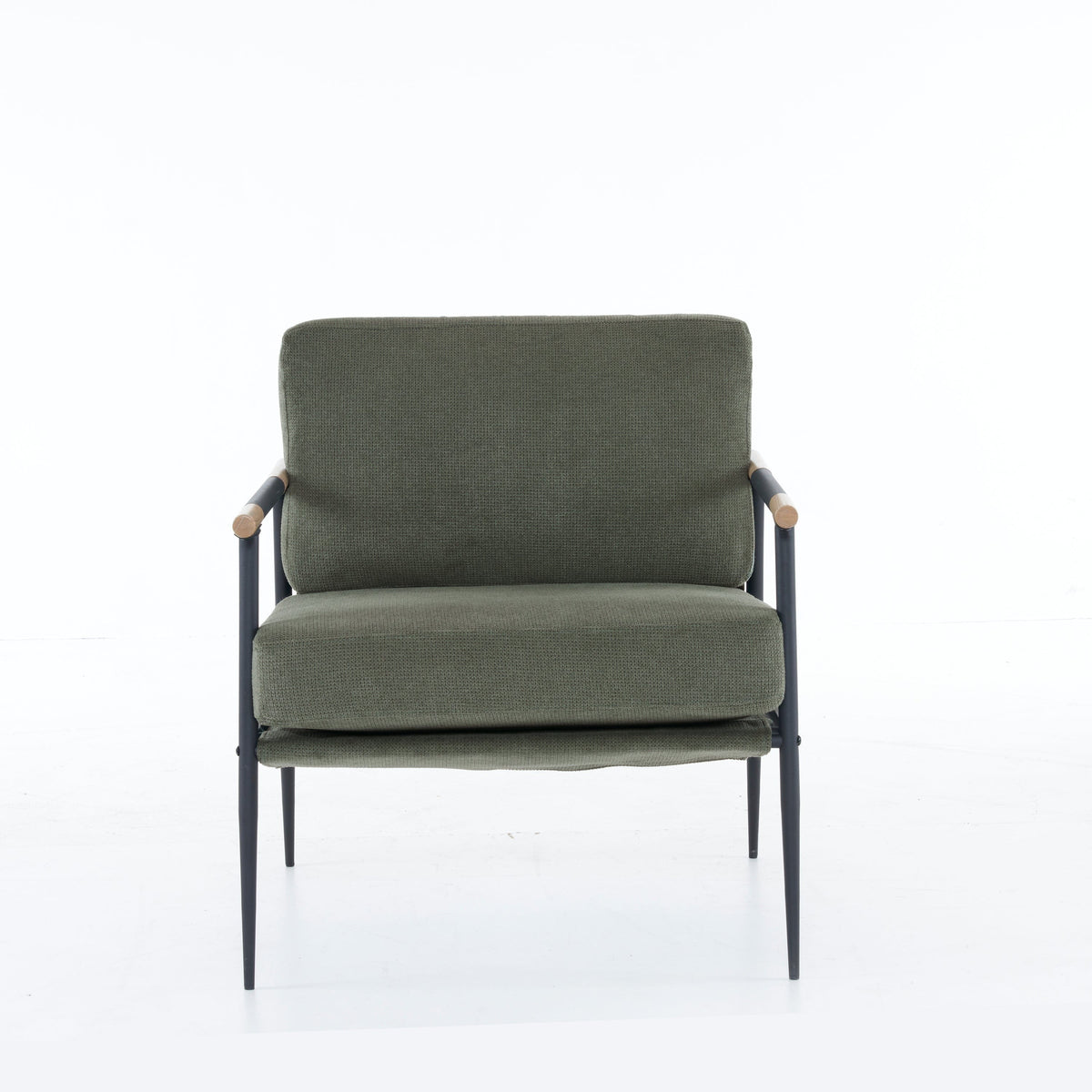 THE FURNITURE CO. Accent Chair Mid Century Modern Upholstered Lounge Chair In Green Chenille