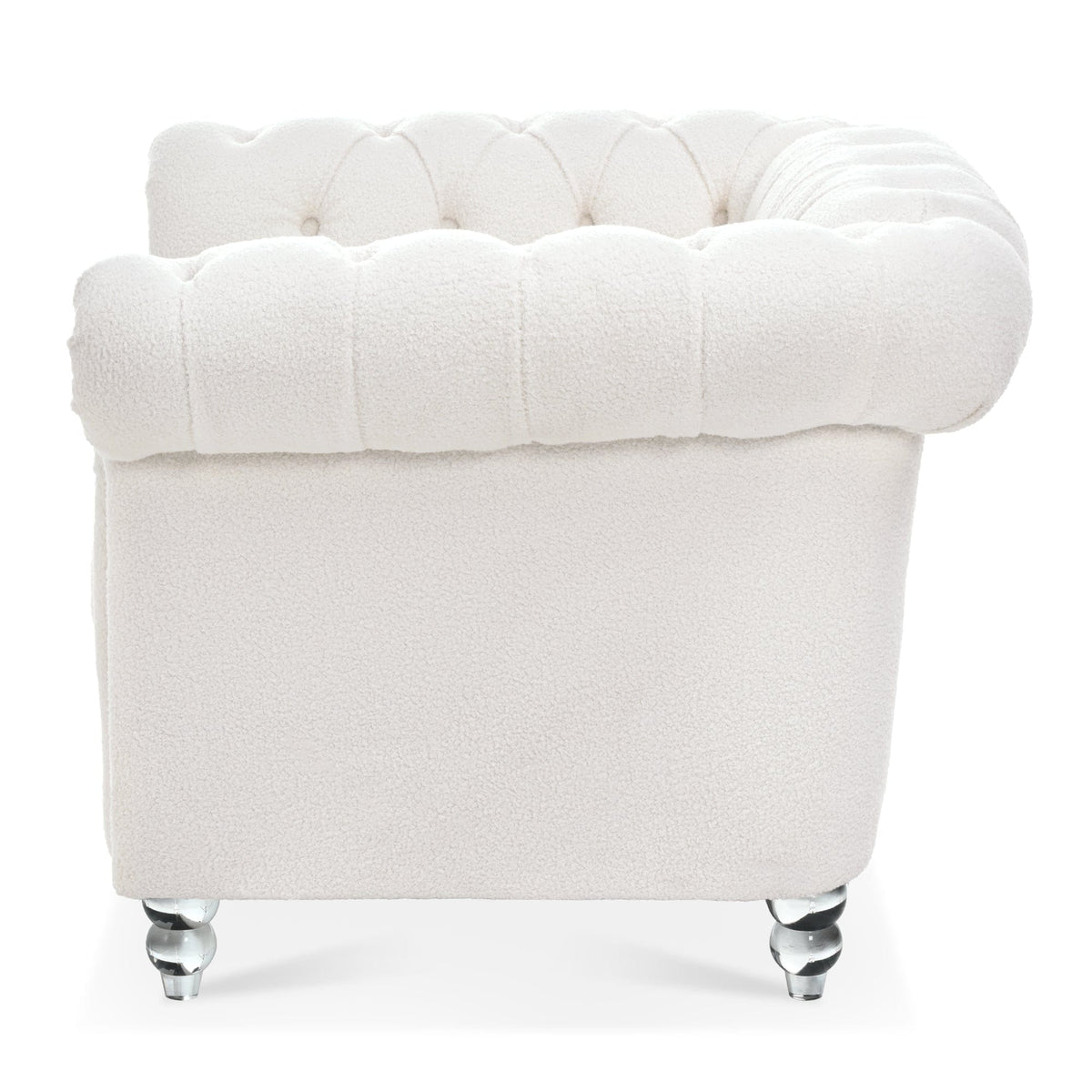 THE FURNITURE CO. Accent Chair Mid-Century Modern White Vegan Polyester One Seater Sofa