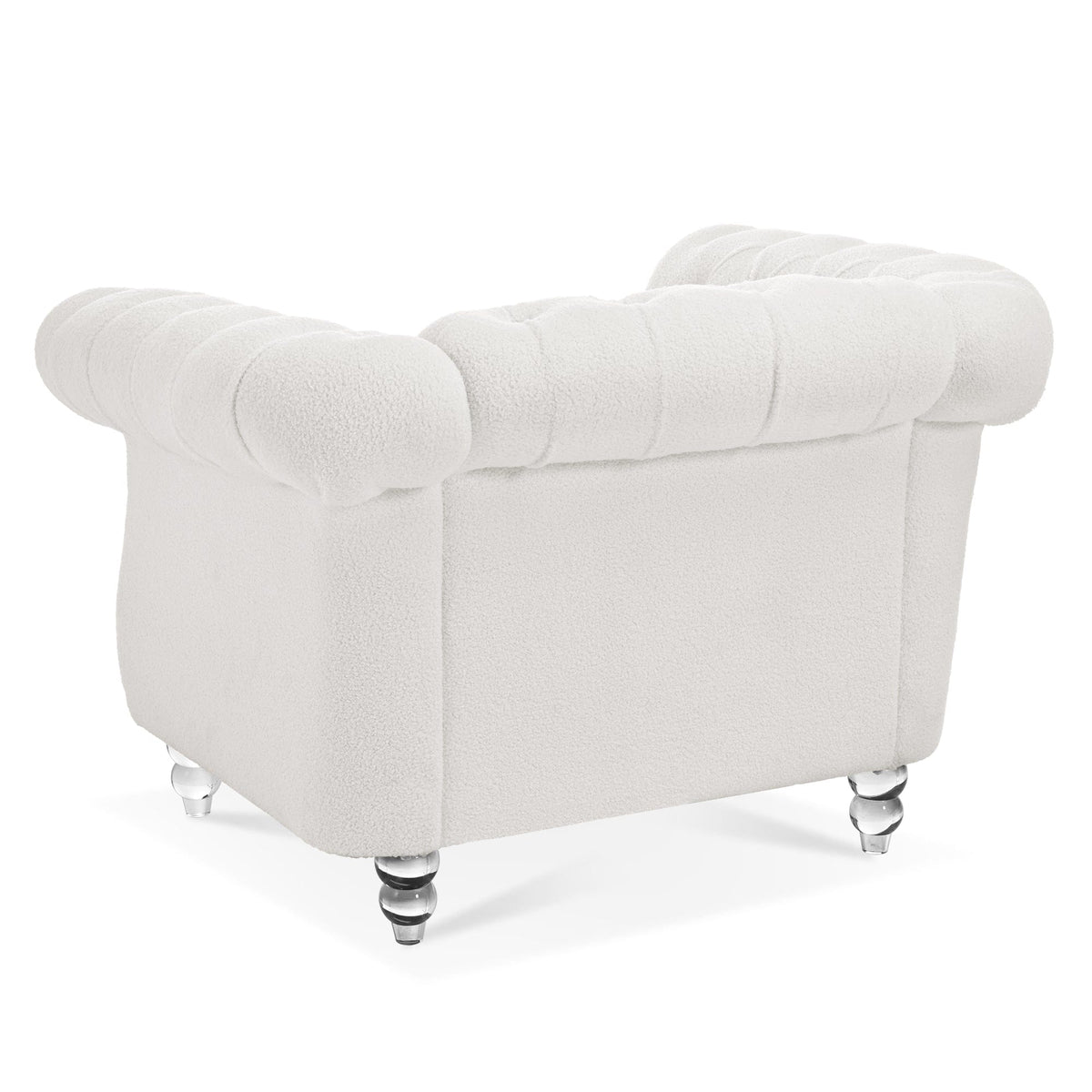 THE FURNITURE CO. Accent Chair Mid-Century Modern White Vegan Polyester One Seater Sofa