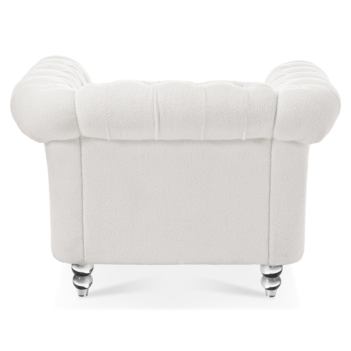 THE FURNITURE CO. Accent Chair Mid-Century Modern White Vegan Polyester One Seater Sofa