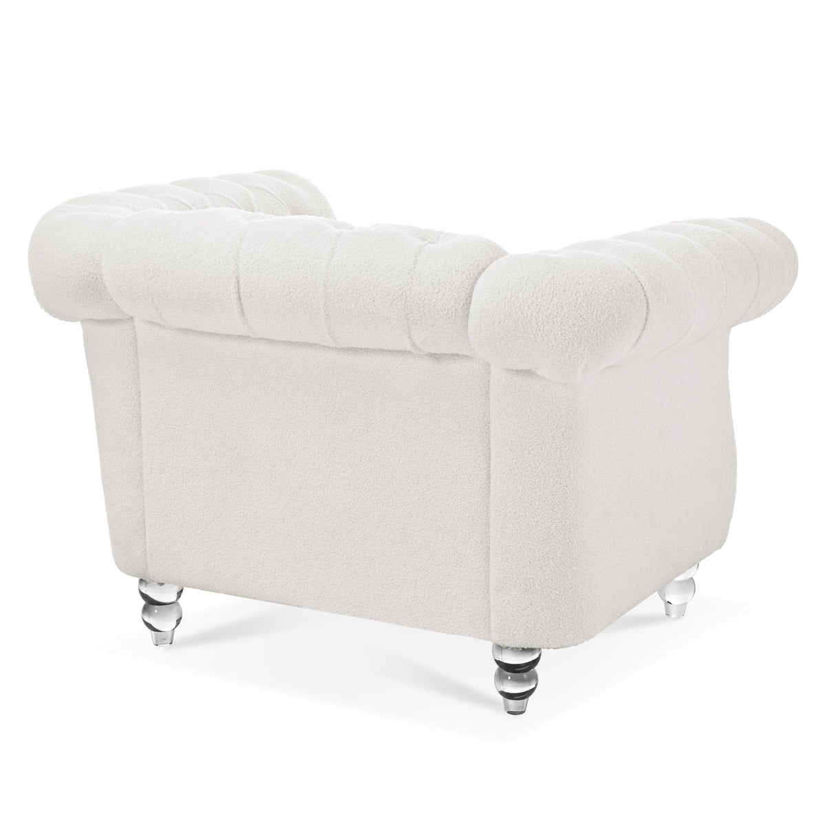 THE FURNITURE CO. Accent Chair Mid-Century Modern White Vegan Polyester One Seater Sofa