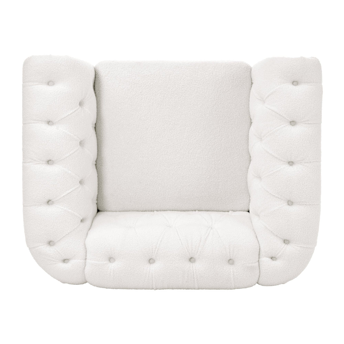 THE FURNITURE CO. Accent Chair Mid-Century Modern White Vegan Polyester One Seater Sofa