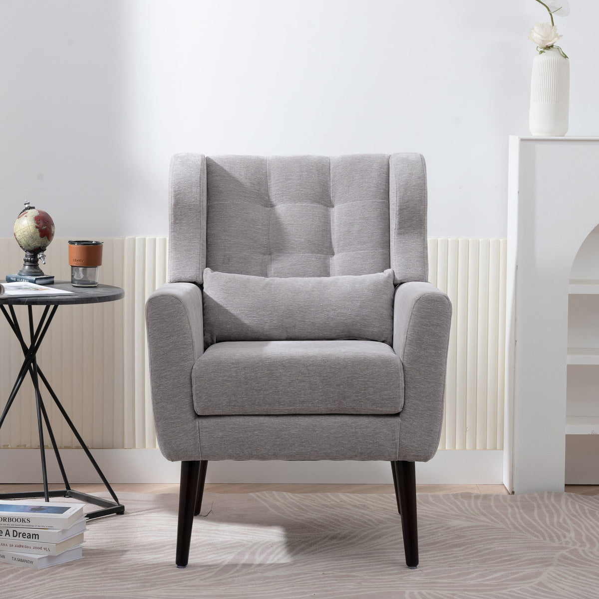 THE FURNITURE CO. Accent Chair Modern Accent Chair Upholstered in Stylish Gray Chenille