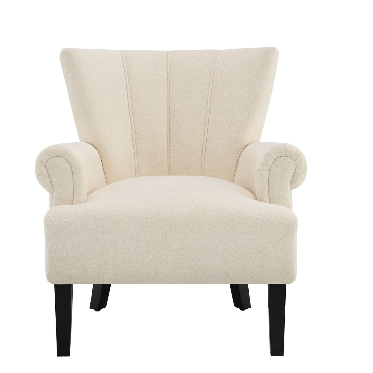 THE FURNITURE CO. Accent Chair Modern Accent Living Room Chair In Beige With Channel Back