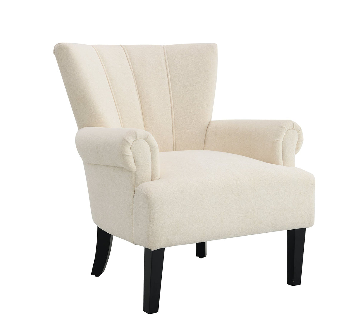 THE FURNITURE CO. Accent Chair Modern Accent Living Room Chair In Beige With Channel Back