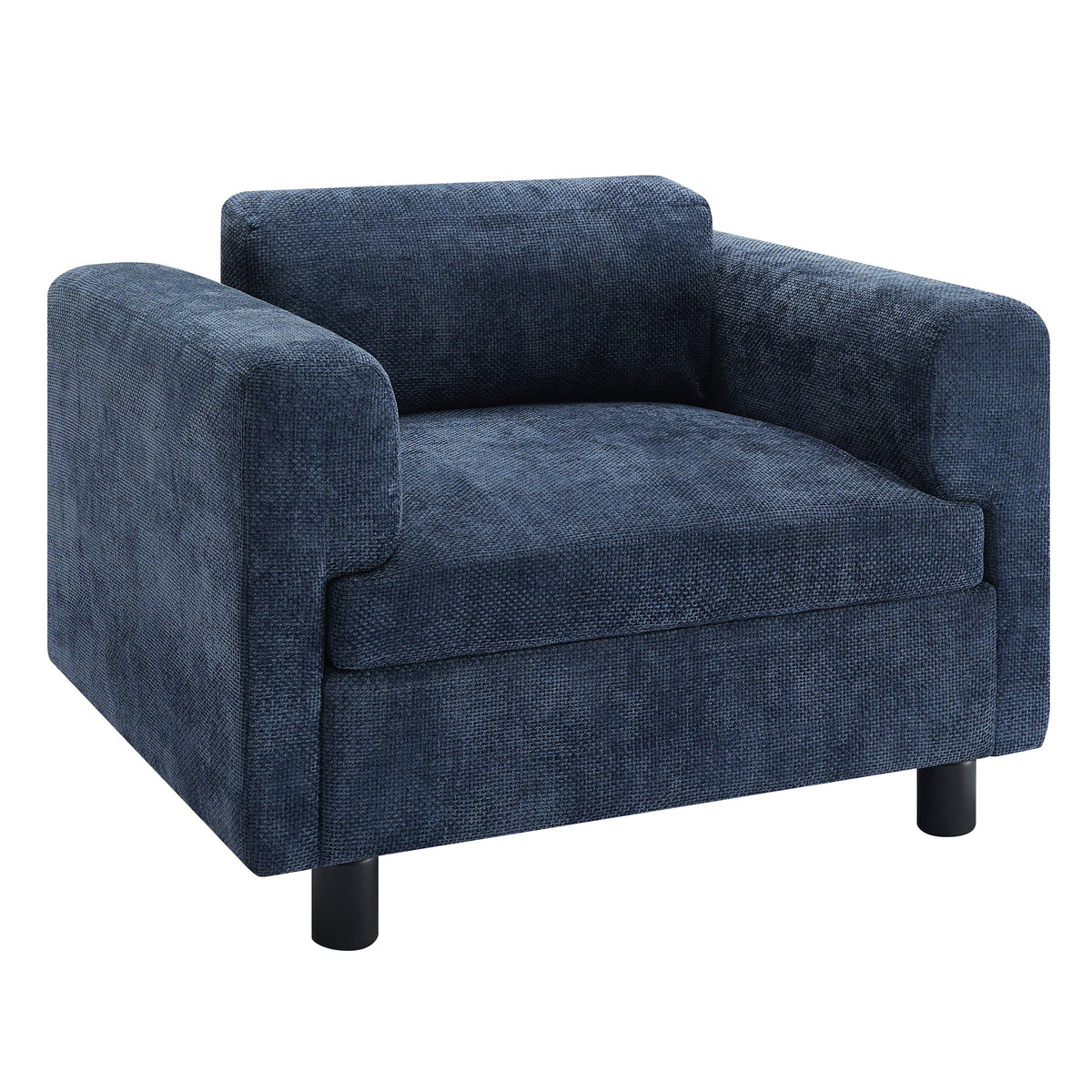 THE FURNITURE CO. Accent Chair Modern Blue Woven Velvet Oversized Armchair